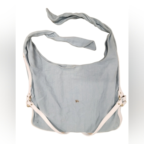 Burberry Prorsum Light Blue Linen & White Leather Large Tote - Picture 4 of 16